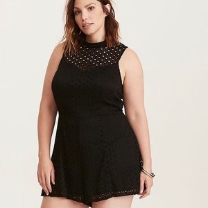 Torrid black eyelet illusion romper